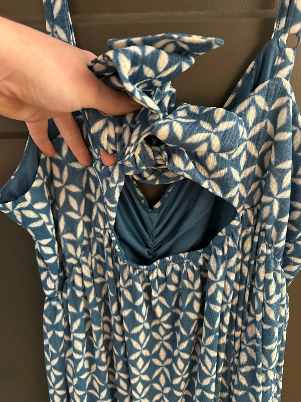 torrid Blue and White Printed Dress with Elastic Neckline - Picture 4 of 4